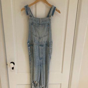 Free People We The Free distressed denim overalls XS.